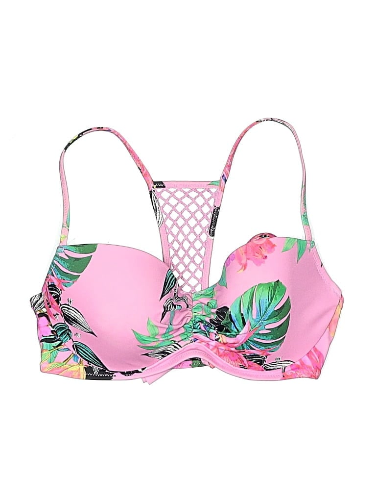 Pre-owned Shade & Shore Swimsuit Top Pink Tropical Pattern Swimwear