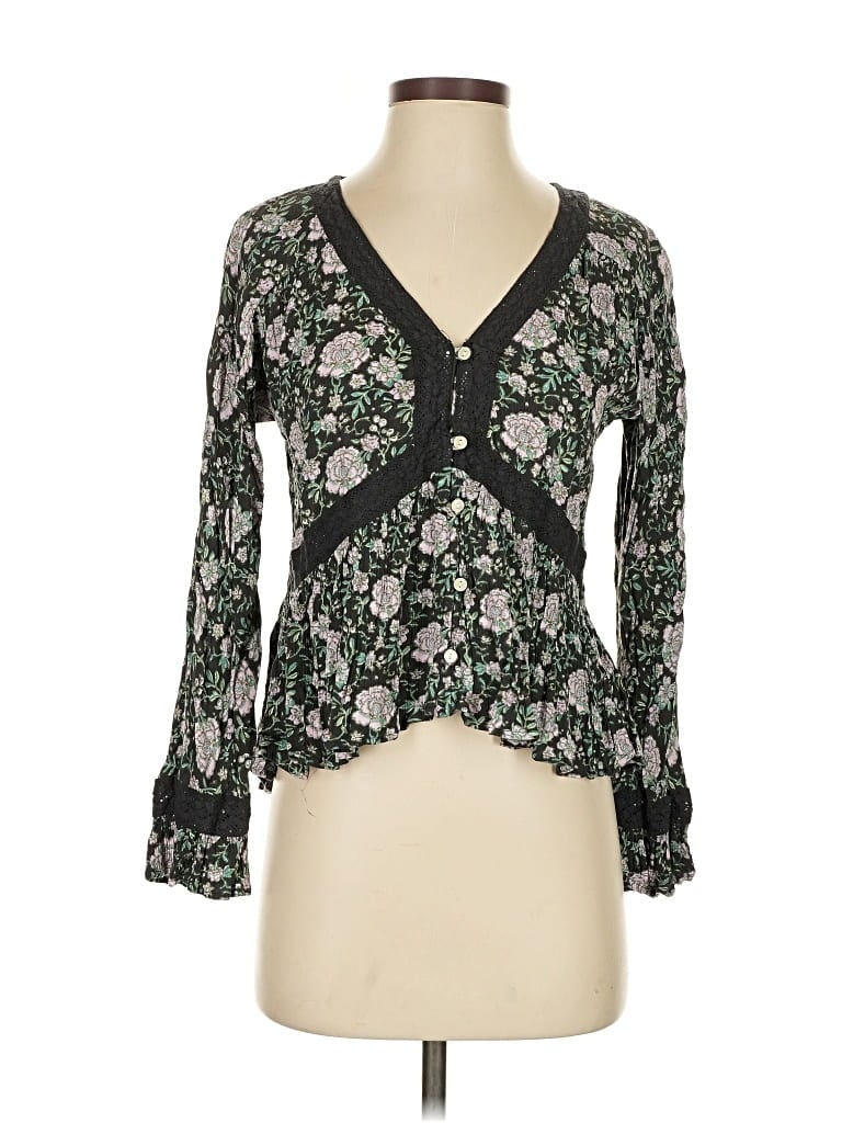 Pre-owned American Eagle Outfitters Long Sleeve Blouse In Green