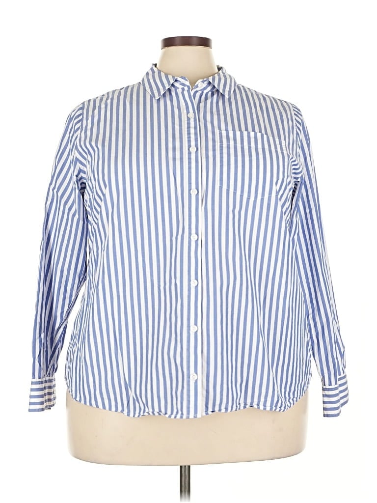Pre-owned On 34th Long Sleeve Button Down Shirt In Blue