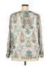 Ann Taylor LOFT 100% Recycled Polyester Paisley Silver Long Sleeve Blouse Size XXL - photo 2