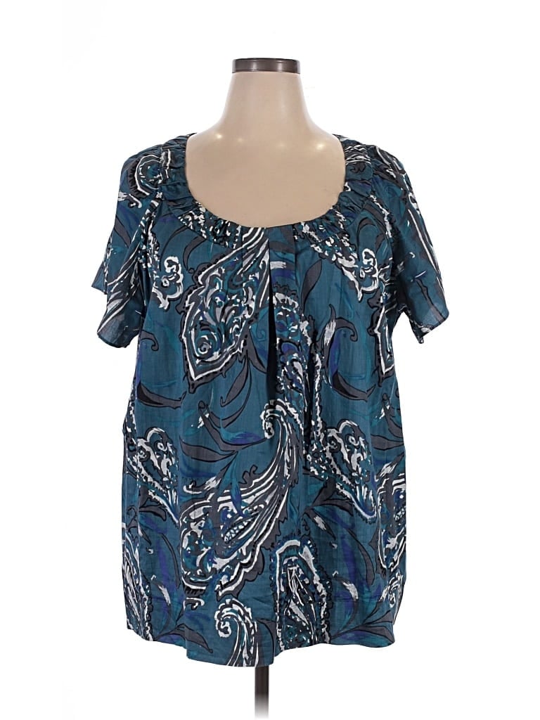 Pre-owned Fashion Bug Short Sleeve Blouse In Blue