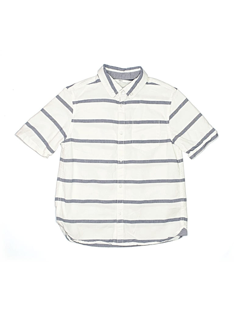 Pre-owned M&s Kids' Short Sleeve Button Down Shirt In White