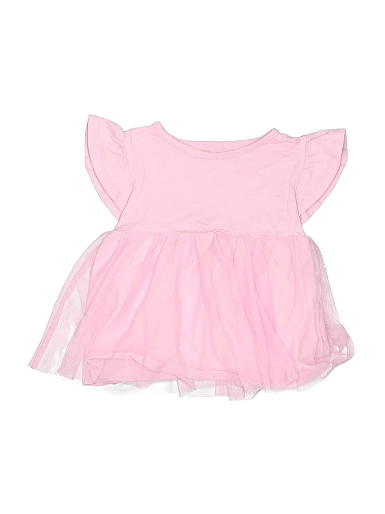 Pre-owned Carter's Kids' Short Sleeve Top Pink Ruffles Neckline Tops