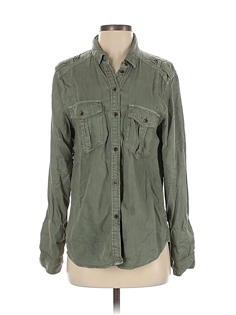 Pre-owned American Eagle Outfitters Long Sleeve Button Down Shirt In Green