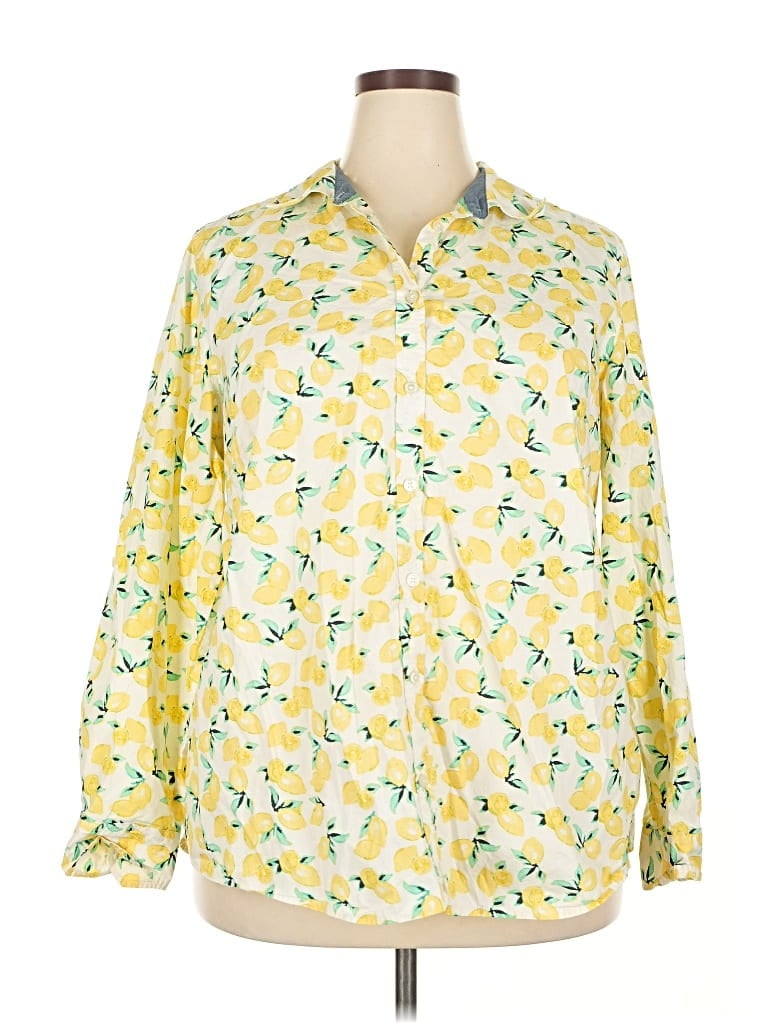 Pre-owned Charter Club Long Sleeve Button Down Shirt In Yellow