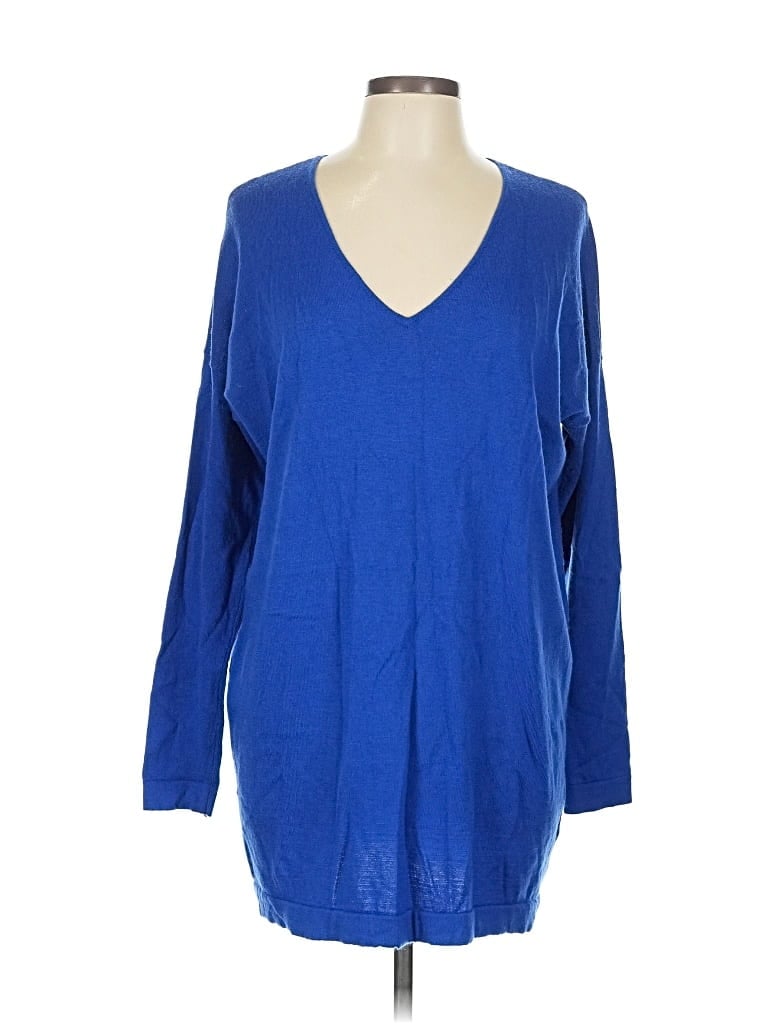 Pre-owned Eileen Fisher Wool Pullover Sweater In Blue