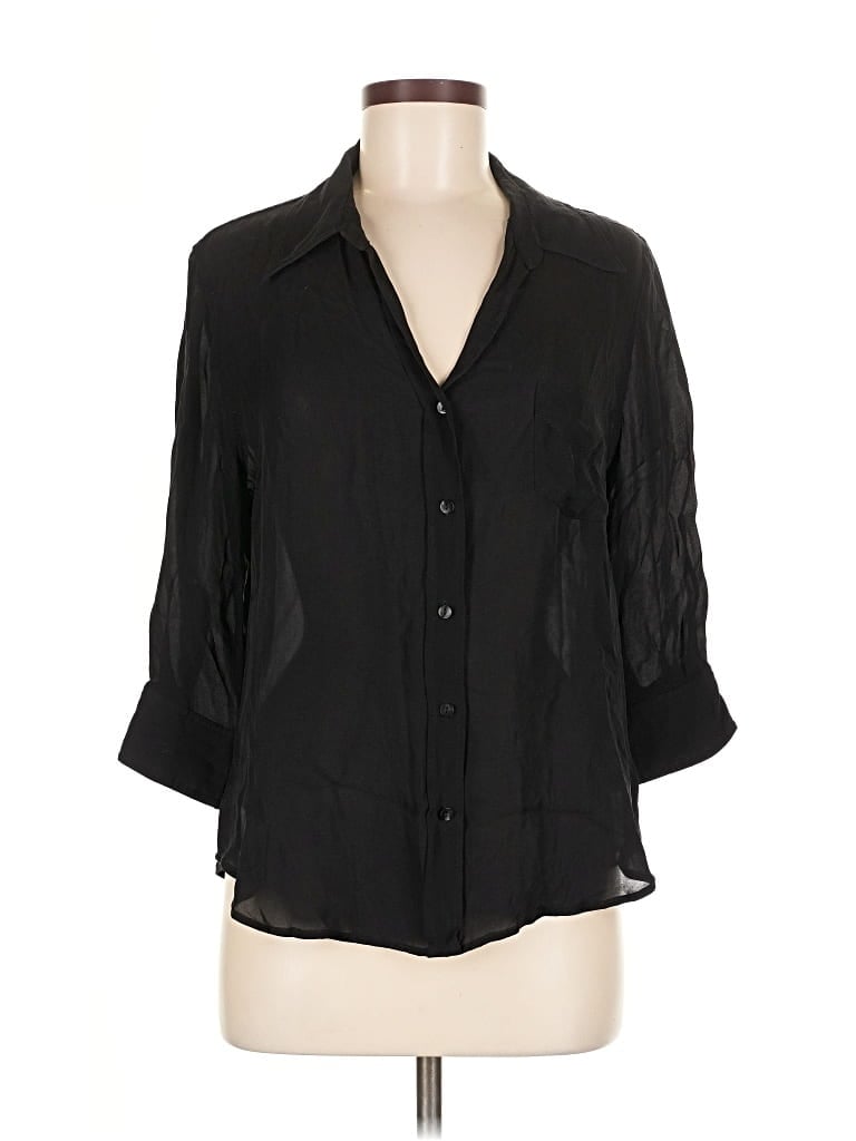 Pre-owned L'agence 3/4 Sleeve Button Down Shirt In Black