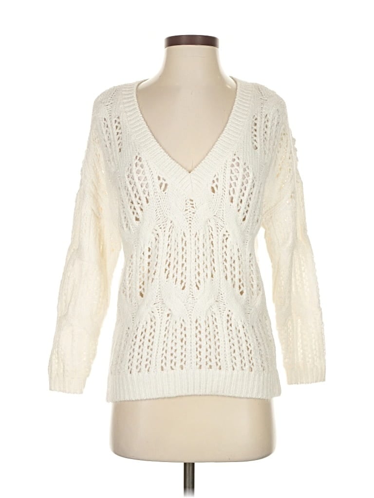 White House Black Market Pullover Sweater In White