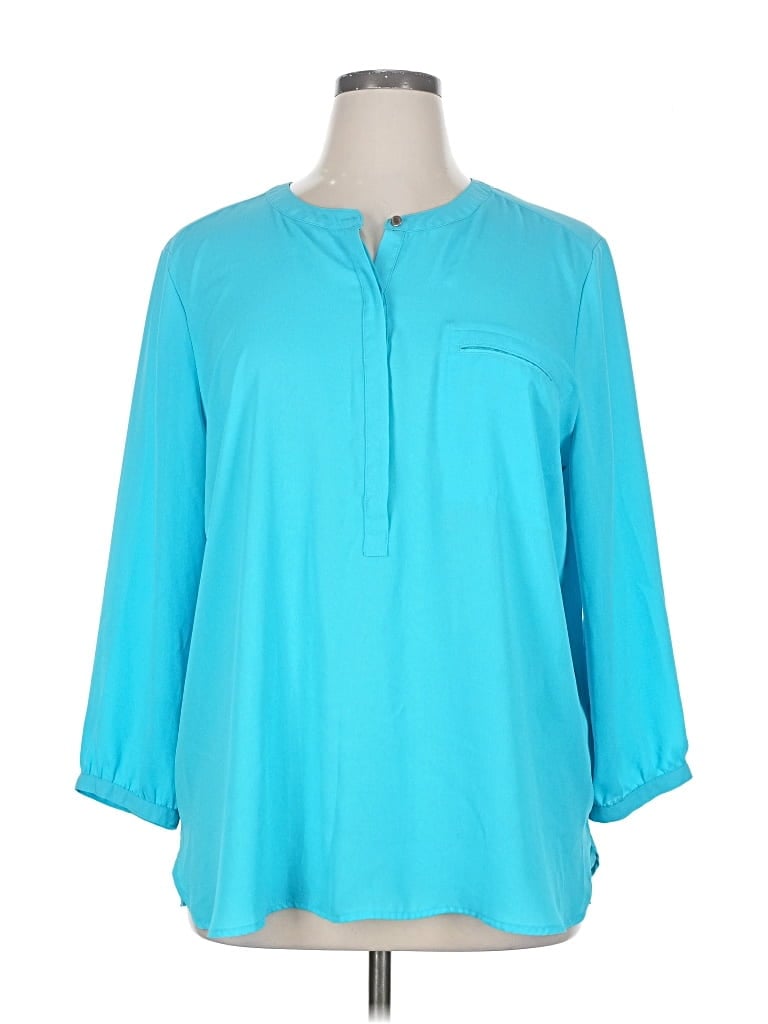 Pre-owned Jm Collection 3/4 Sleeve Blouse In Blue