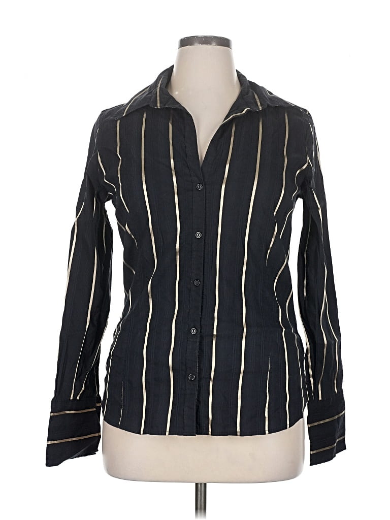 Pre-owned H&m Long Sleeve Button Down Shirt In Black