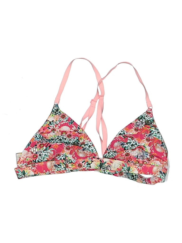 Pre-owned Lululemon Athletica Swimsuit Top Pink Floral Pattern Swimwear