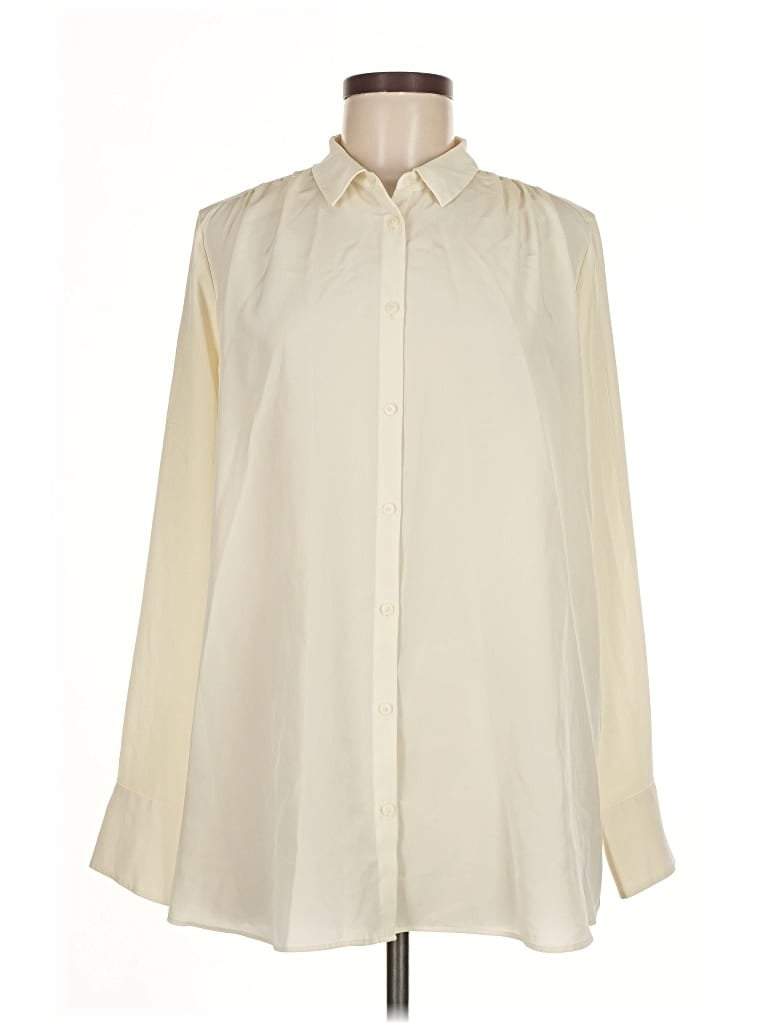 Pre-owned Uniqlo Long Sleeve Blouse In White