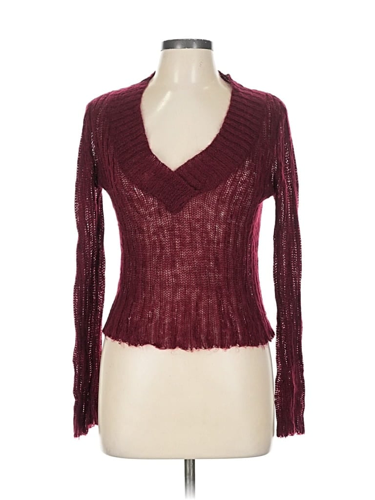 Pre-owned One Step Up Pullover Sweater In Burgundy