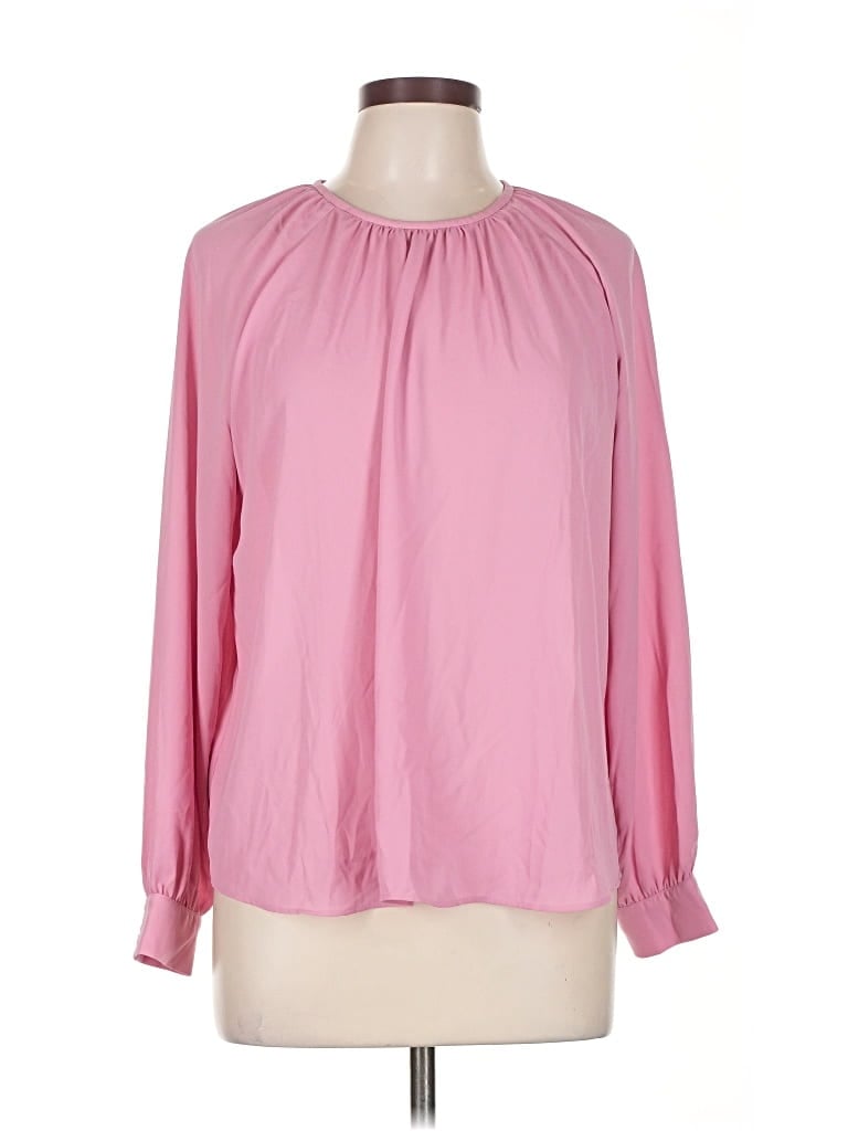 Pre-owned Ann Taylor Long Sleeve Blouse In Pink