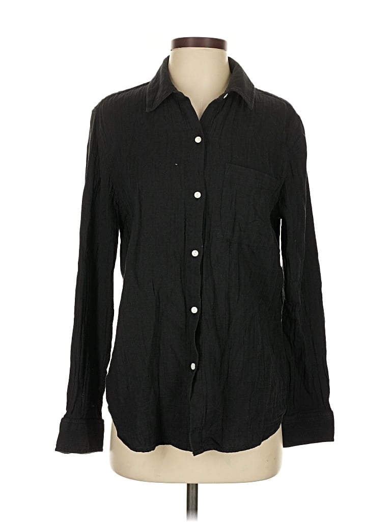 Pre-owned Quince Long Sleeve Button Down Shirt In Black