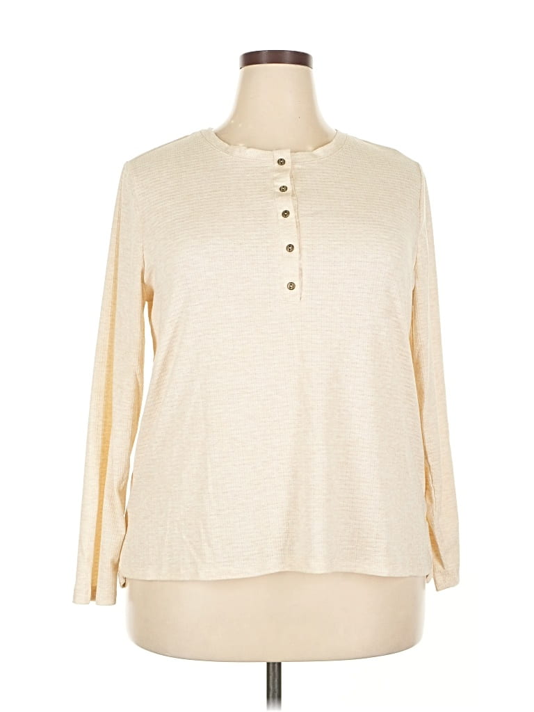 Pre-owned G.h. Bass & Co. Long Sleeve Henley Shirt In White