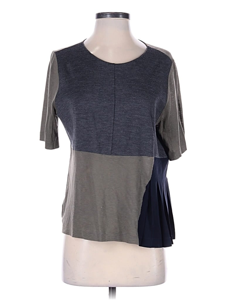 Pre-owned Marni Short Sleeve Top Tan Color Block Pattern Scoop Neck Tops In Brown