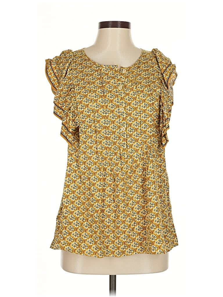 Pre-owned Max Studio Short Sleeve Blouse In Yellow