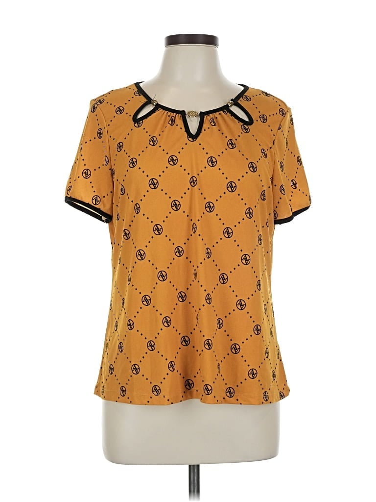 Pre-owned Adrienne Vittadini Short Sleeve Blouse In Yellow