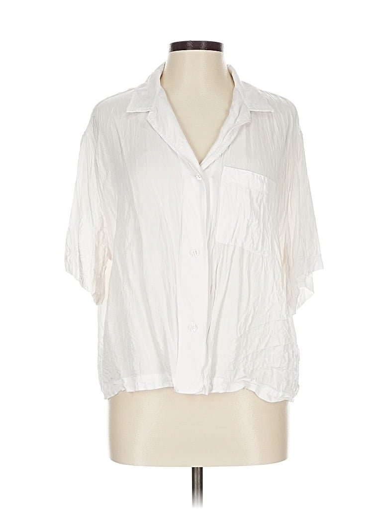 Pre-owned H&m Short Sleeve Blouse In White