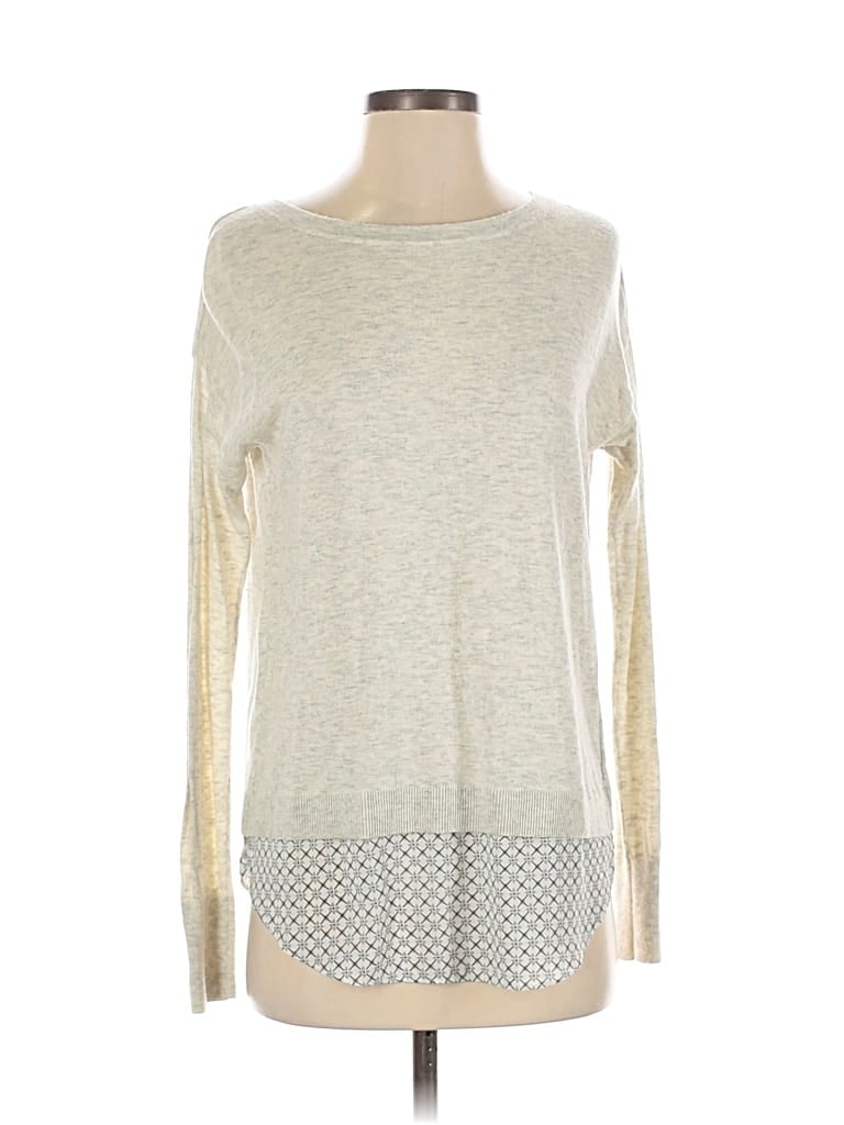 Pre-owned Ann Taylor Loft Pullover Sweater In Silver