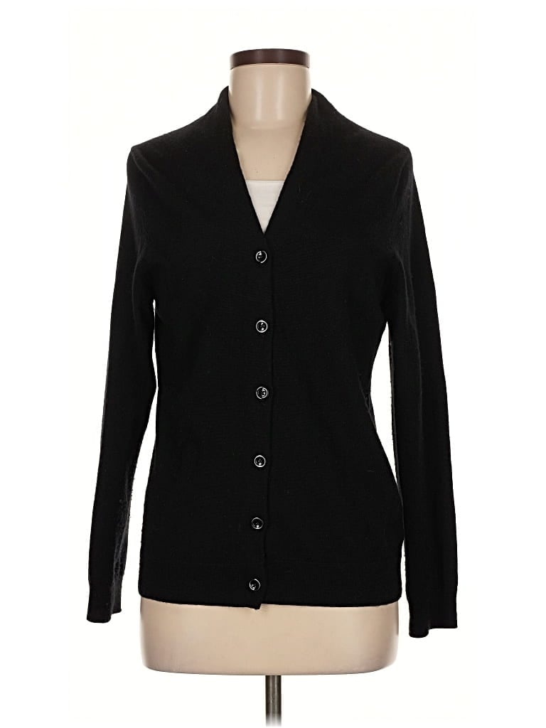 Pre-owned Talbots Outlet Wool Cardigan Sweater In Black