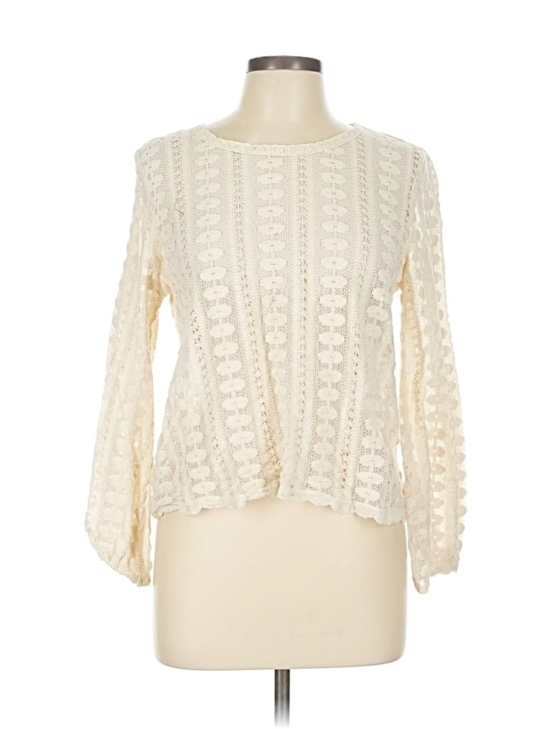 Pre-owned Easy Clothes Long Sleeve Blouse In White