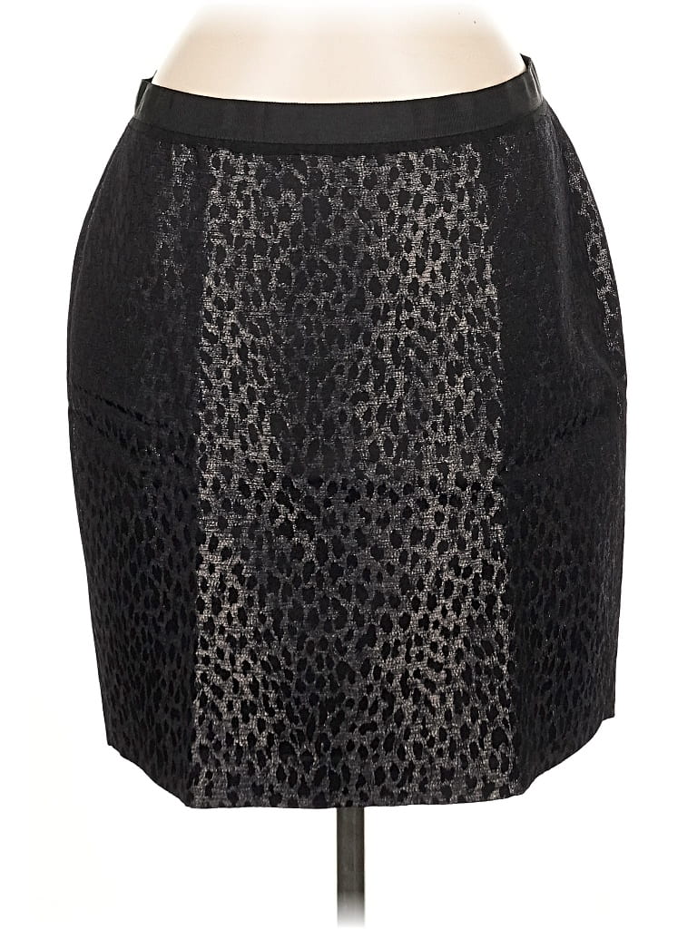 Pre-owned Ann Taylor Faux Leather Skirt In Black