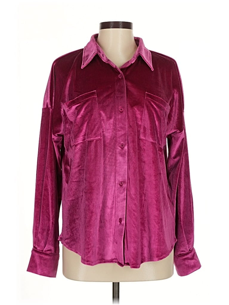 Pre-owned Vici Long Sleeve Blouse In Burgundy
