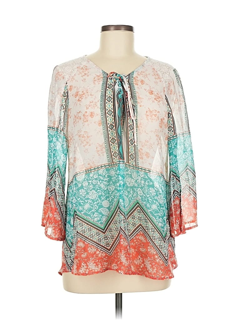 Pre-owned Fig And Flower 3/4 Sleeve Blouse In White