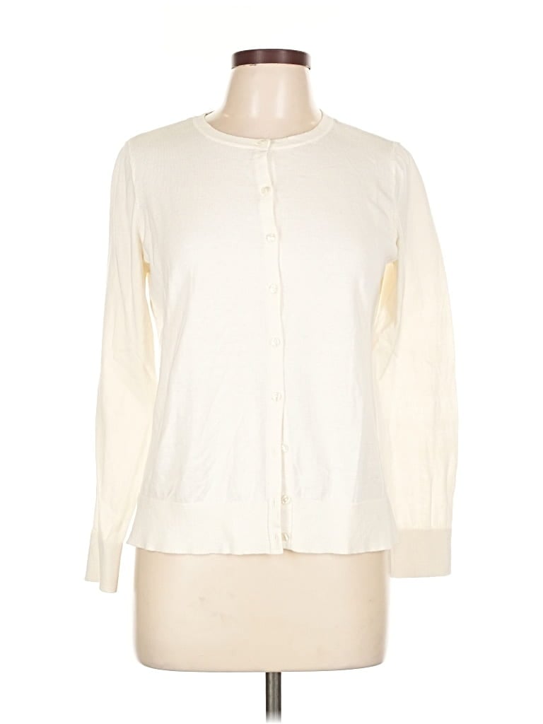 Pre-owned Ann Taylor Loft Cardigan Sweater In White