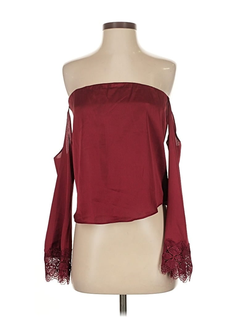 Pre-owned Cotton Candy La Long Sleeve Blouse In Burgundy