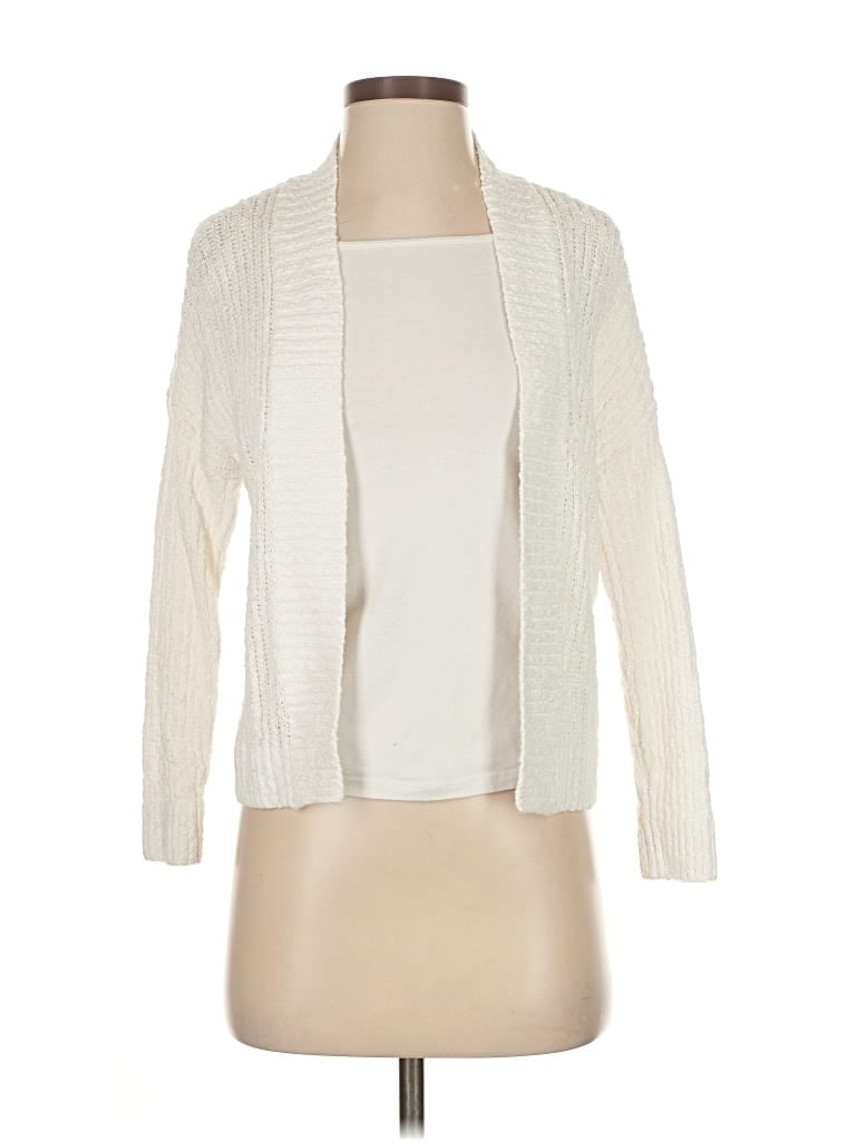 Pre-owned Ann Taylor Loft Cardigan Sweater In White