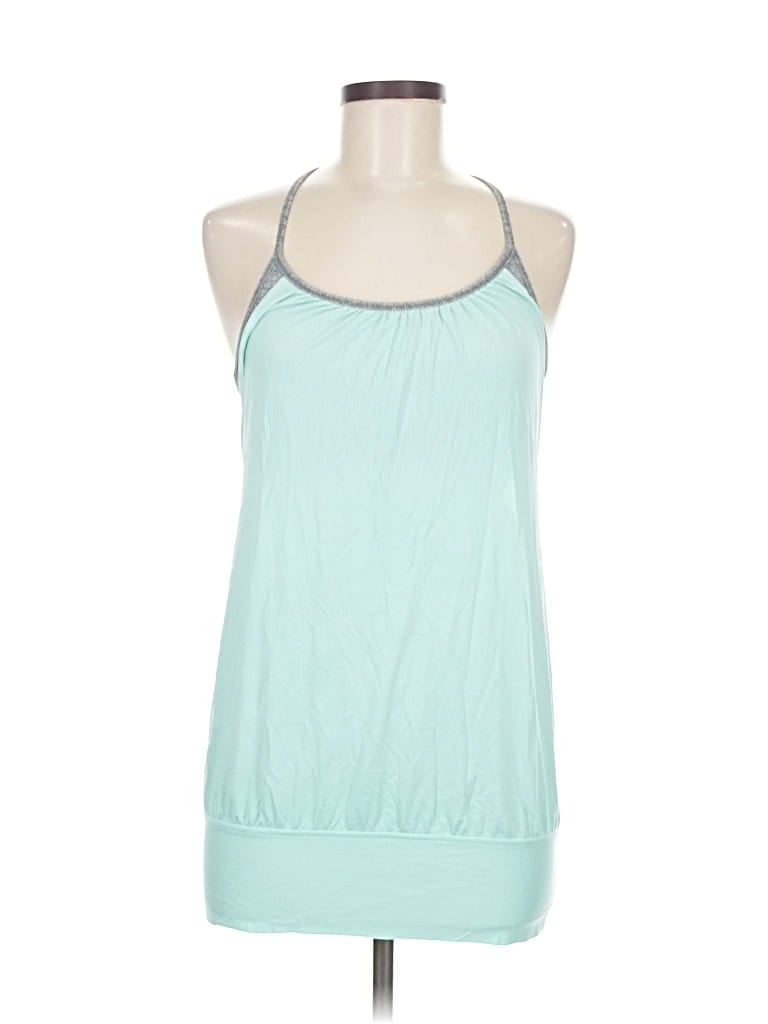 Pre-owned Lululemon Athletica Tank Top Teal Halter Neckline Tops In Blue