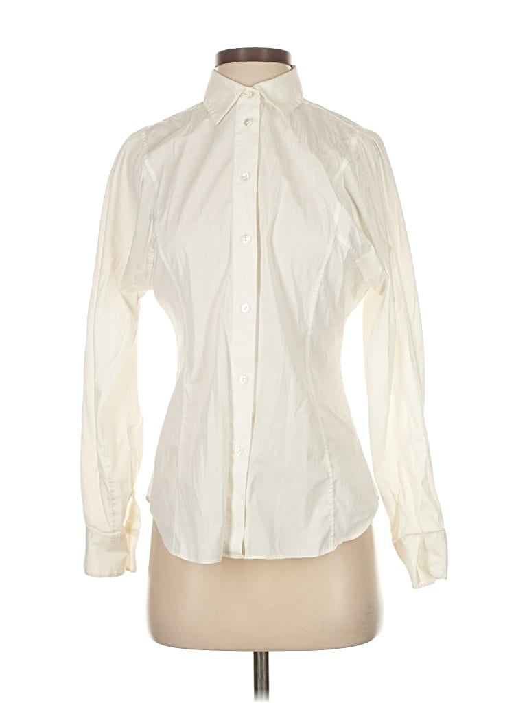Pre-owned Theory Long Sleeve Blouse In White