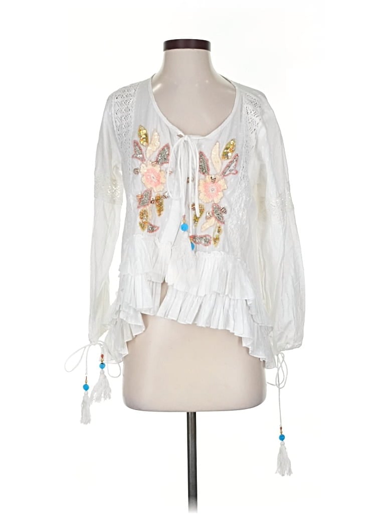 Pre-owned Assorted Brands 3/4 Sleeve Blouse In White
