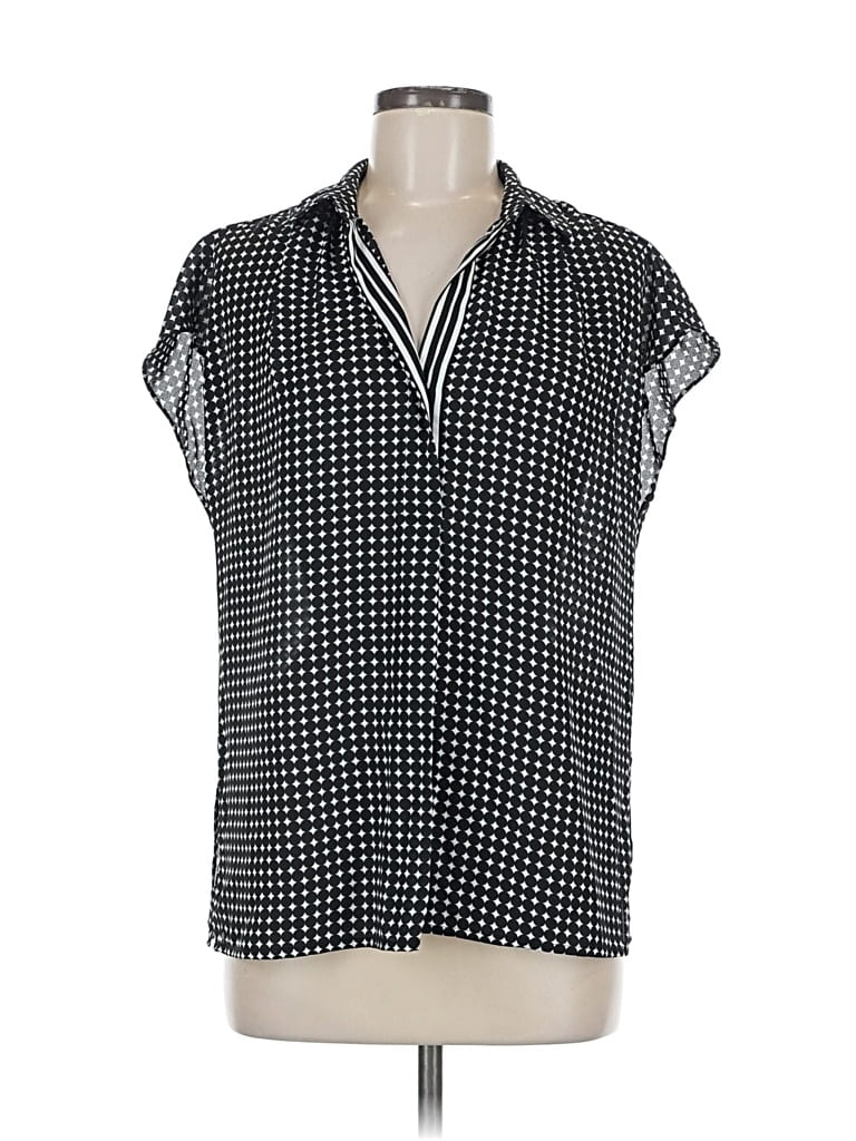 Pre-owned Max Studio Short Sleeve Blouse In Black