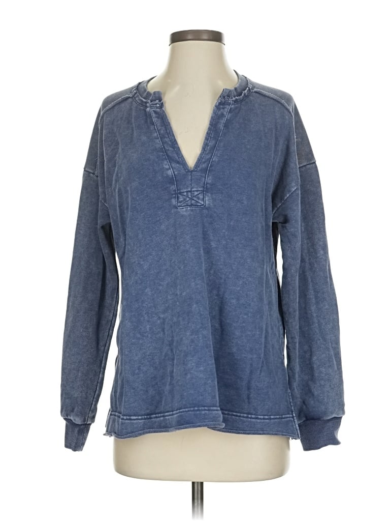 Pre-owned Easel Long Sleeve Top Blue V Neck Tops