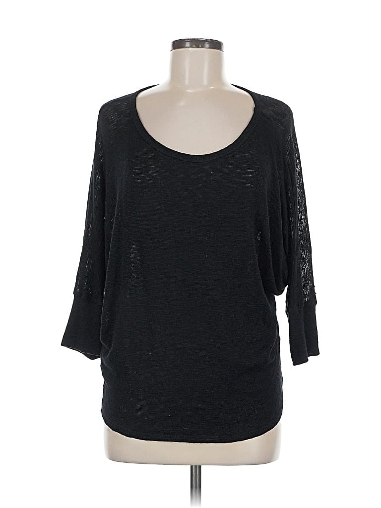 Pre-owned Korye 3/4 Sleeve Top Black Scoop Neck Tops