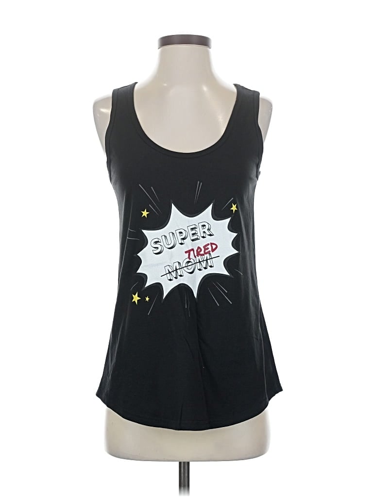 Pre-owned Port & Company Tank Top Black Sweetheart Neckline Tops