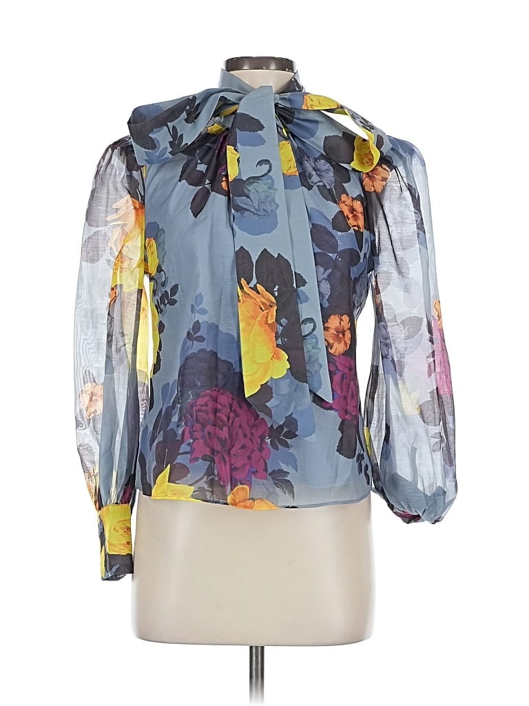 Pre-owned Karen Millen 3/4 Sleeve Blouse In Blue
