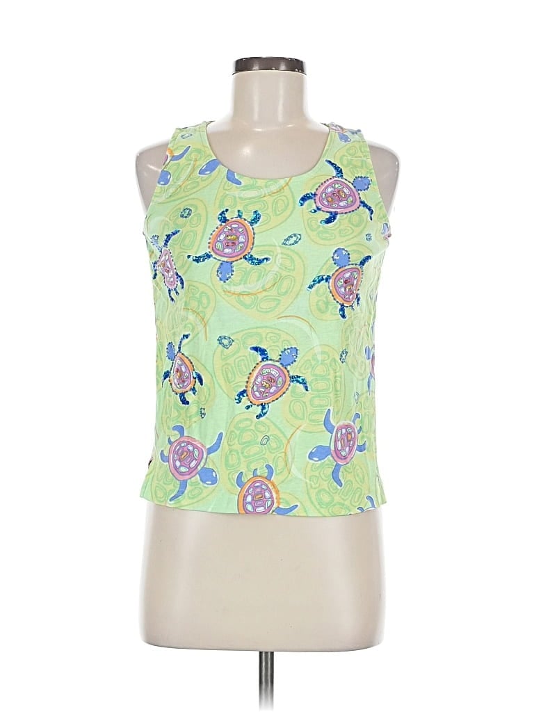 Pre-owned Lulu-b Tank Top Green Halter Neckline Tops