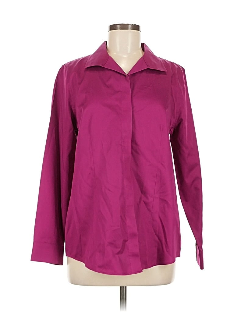 Pre-owned Chico's Long Sleeve Blouse In Burgundy