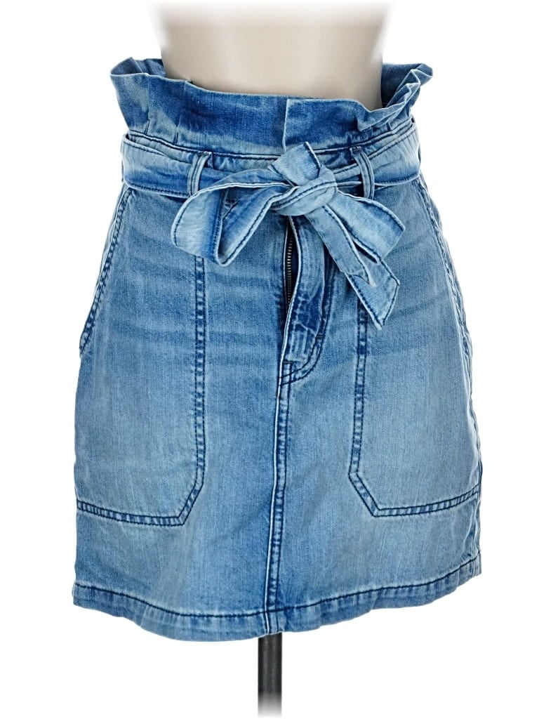 Pre-owned Free People Denim Skirt In Blue