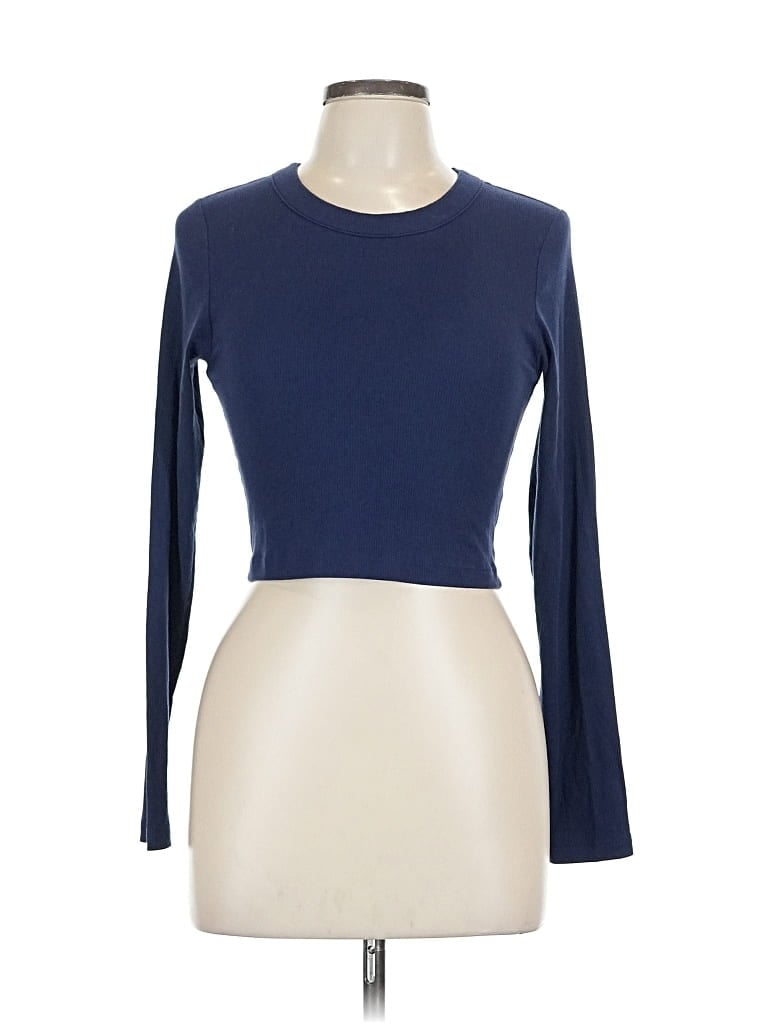 Pre-owned Victoria's Secret Pink Long Sleeve T-shirt In Blue