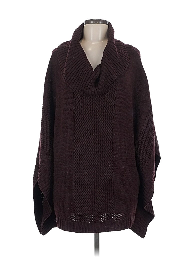 Pre-owned New York And Company Poncho In Burgundy