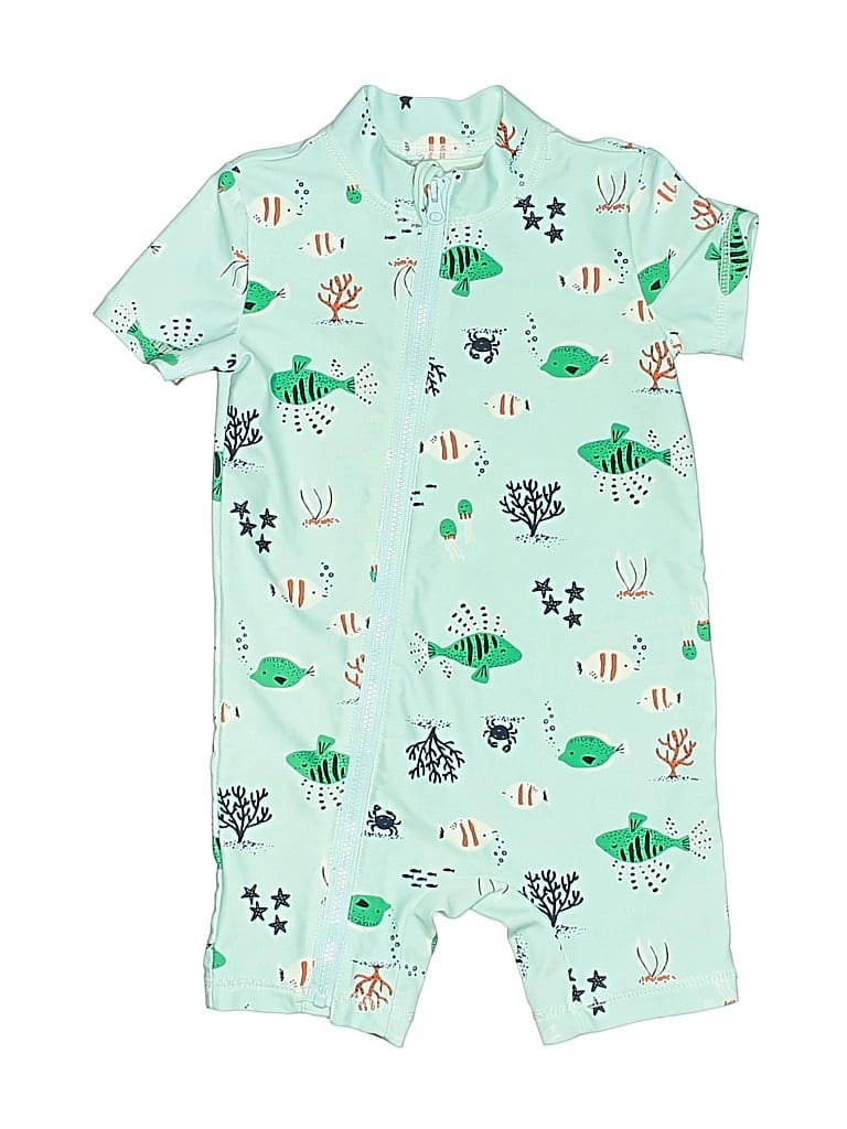 Pre-owned Carter's Kids' Rash Guard In Green