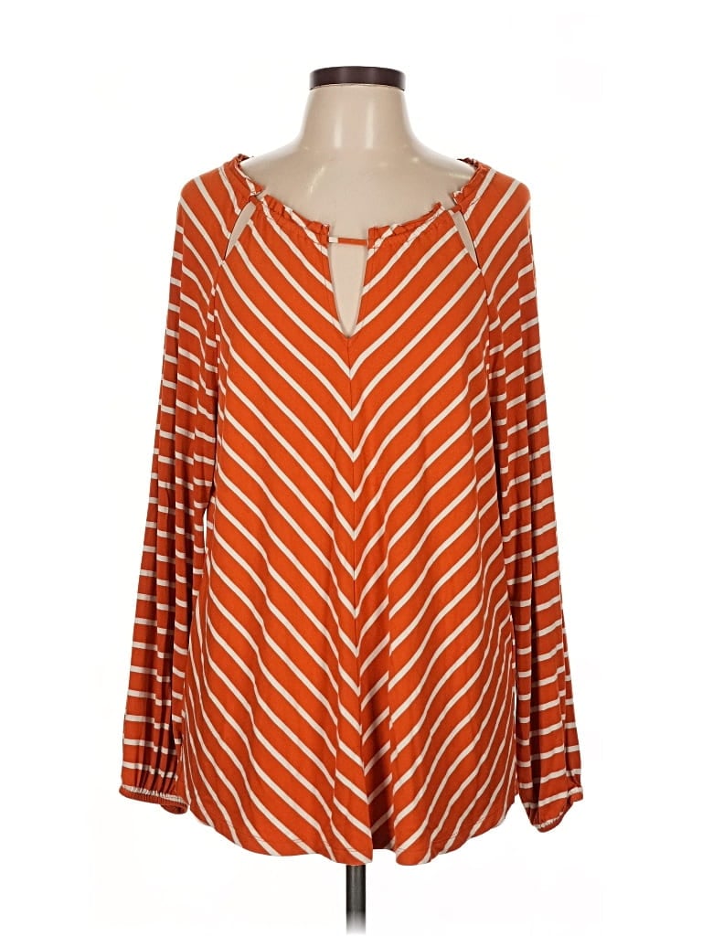 Pre-owned Chico's Long Sleeve Blouse In Orange