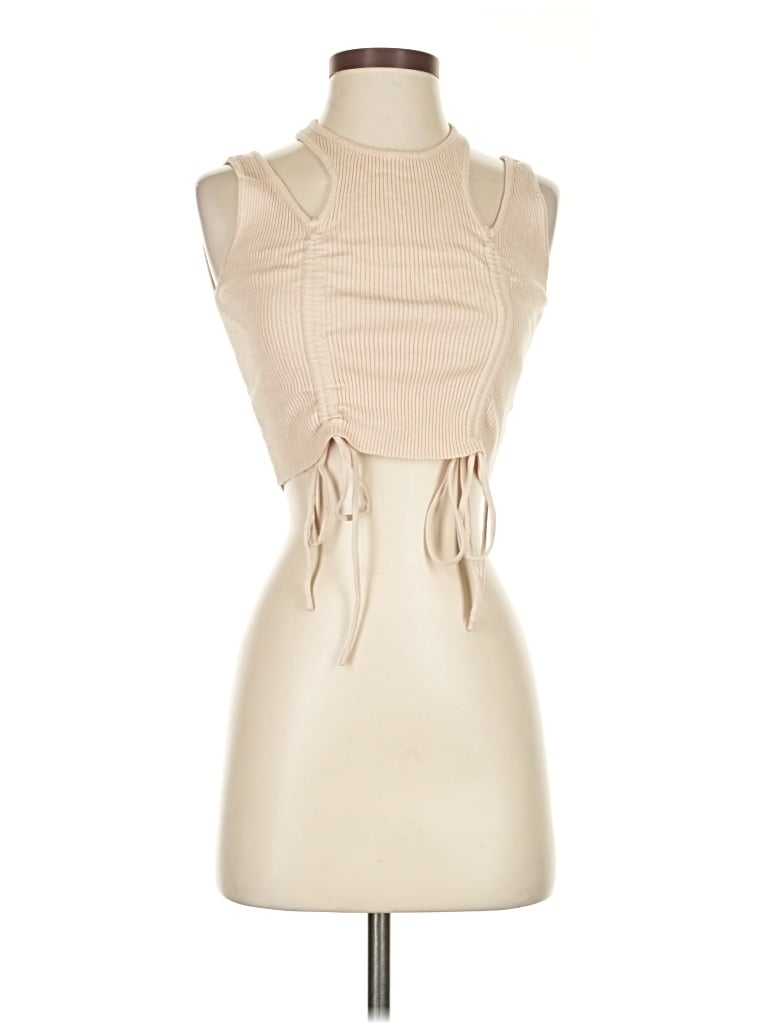 Pre-owned Isalis Tank Top Tan Halter Neckline Tops In Brown