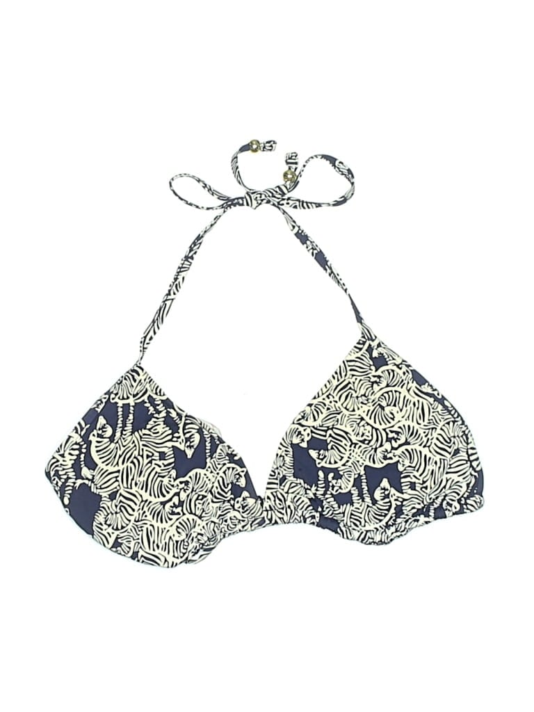 Pre-owned Lilly Pulitzer Swimsuit Top Ivory Paisley Pattern Swimwear In White